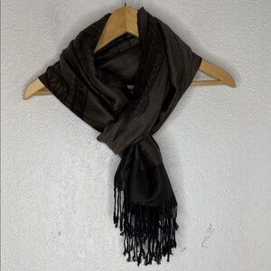 Paris Eiffel Tower Fringe Scarf Parisian Chic Wrap Pashmina style travel grey